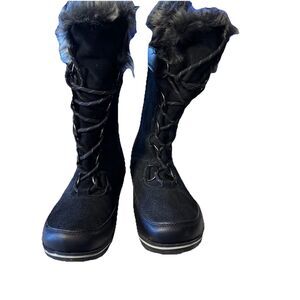 Champion Women's Black Winter Boots , Leather Boots, Warm Size 8